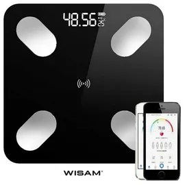 Wisam® B2017 Smart App Digital Personenwaage Bluetooth iOS Android Schwarz