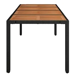 vidaXL Gartentisch mit Holzplatte Schwarz 190x90x75 cm Poly Rattan