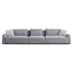 Casa Padrino Luxus Sofa Blau / Grau / Schwarz 308 x 106 x H. 83 cm - Wohnzimmer Sofa - Hotel Sofa - Wohnzimmer Möbel - Wohnzimmer Einrichtung - Hotel Möbel - Luxus Möbel - Luxus Einrichtung