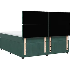 vidaXL Boxspringbett 180 x 200 cm Dunkelgrün