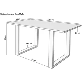 sam möbel gmbh Esstisch Baumkante massiv Akazie cognac 140 x 80 weiß Esra - Braun