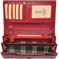 Benthill Geldbörse Damen Leder - Hochwertige Echt-Leder Damen Portemonnaie mit RFID Schutz - Lange Vintage Damenbörse - Frauen Portmonee inkl. Geschenkbox, Farbe:Rot
