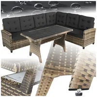 tectake Loungeset gemütliche rattan-gartenmöbel mit weichen polstern, (polyrattan lounge Catania, 3-tlg., in Natur), wetterfestes UV-beständiges Polyrattan beige