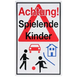 Metafranc Hinweisschild Achtung! Spielende Kinder 40 x 25 cm Rot/Schwarz