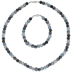 Smart Jewel Schmuckset Schmuck mit Kristallsteinen in schwarz und grau, Messing 50 cm Violett 