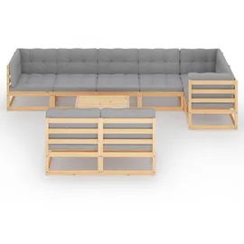 vidaXL 9-tlg. Garten-Lounge-Set mit Kissen grau