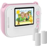 Olsixxuuk Kinder Kamera mit Aufdruck Kinder Sofortbild Aufdruck Kamera Digitale Foto Kamera MäDchen Spielzeug Kinder Kamera Video (Rosa)