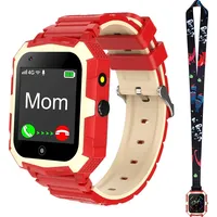 4G Kinder Smart Watch für Jungen Mädchen, Wasserdichtes Smartwatch-Telefon mit GPS WiFi-Videoanruf SOS-Kamera-Armbanduhr für Kinder 3-14 Geburts... - Rot