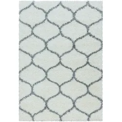 Teppich Hochflor Shaggy Skandi-Muster Polypropylen Wohnzimmer Creme Rechteckig 140x200 | Kadima Design