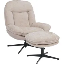 MCW Relaxsessel MCW-P32 Chenille 370 g/m2 70 x 100 x 80 cm Creme mit Hocker
