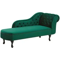 Beliani Retro Chaiselongue Samtstoff rechtsseitig grün Nimes