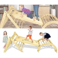 YARDIN 3 in 1 Kletterdreieck & Leiter & Rutsche für Kinder,Montessori-Kletterleiter-Rutsche Holz Indoor für Babys Kinder Kleinkinder Aktivspielze...