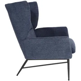 Mendler Lounge-Sessel HWC-L62 Stoff/Textil 73 x 96 x 73 cm Blau mit Rollen