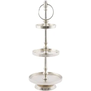 Spetebo Aluminium Etagere silber - 45 cm - 3 Etagen Vintage Deko Servier Ständer Platte Bonboniere
