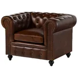 MASSIVMOEBEL24.DE Sessel Echtleder Echtleder 105x82x75 braun CHESTERFIELD #102 | 2 Jahre Gewährleistung | mind. 14 Tage Rückgaberecht - Braun
