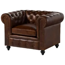 MASSIVMOEBEL24.DE Sessel Echtleder Echtleder 105x82x75 braun CHESTERFIELD #102 | 2 Jahre Gewährleistung | mind. 14 Tage Rückgaberecht - Braun