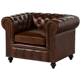 MASSIVMOEBEL24.DE Sessel Echtleder Echtleder 105x82x75 braun CHESTERFIELD #102 | 2 Jahre Gewährleistung | mind. 14 Tage Rückgaberecht - Braun