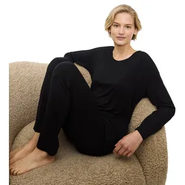 Triumph Pyjama "Timeless Sensuality PK LSL", Damen, Gr. 42, schwarz, Single Jersey, 94% Modal, 6% Elasthan, unifarben, normal normal, V-Ausschnitt, Homewear-Sets Pyjama, atumgsaktiv und weich