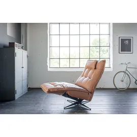 KAWOLA Relaxsessel MIKO Leder 75 x 115 x 75 cm Braun drehbar mit Kopfteil
