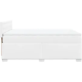 vidaXL Boxspringbett mit Matratze Weiß 160x200 cm Kunstleder