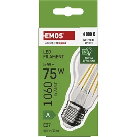 EMOS LED Lampe Filament A60 A Klasse Vintage-Birne mit E27 Sockel, Helligkeit 1060 lm, Neutralweiß
