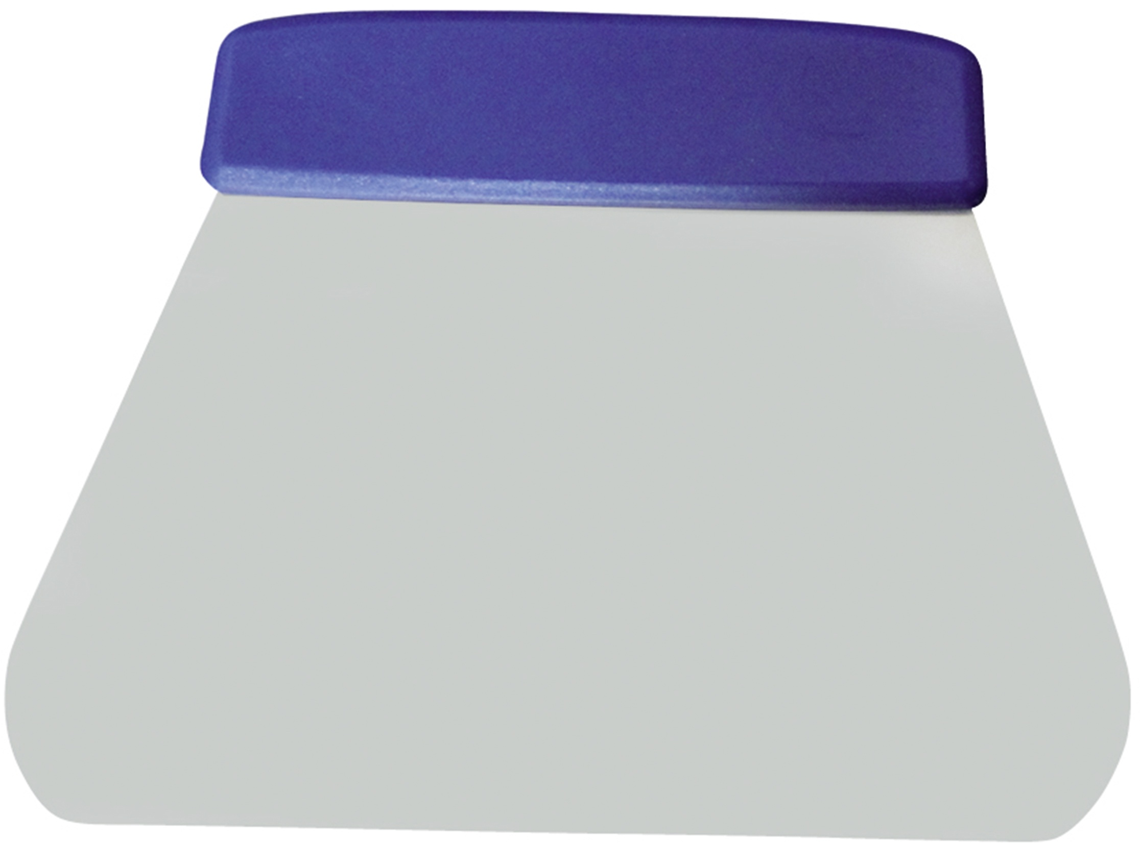 Gastro Schneider Edelstahl Spachtel "Trapez" mit hartem blauen Kunststoffgriff 195 x 145 mm | Mindestbestellmenge 4 Stück