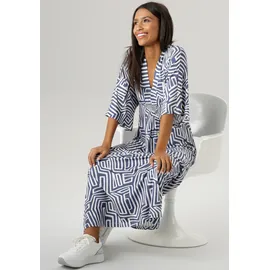 Aniston SELECTED Sommerkleid Grafischer Druck Jeansblau/Weiß 44