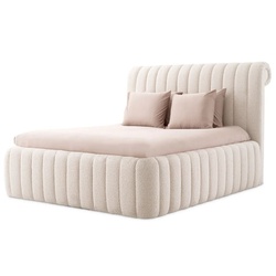 Casa Padrino Luxus Doppelbett Creme 210 x 266 x H. 155 cm - Massivholz Bett mit Kopfteil - Schlafzimmer Möbel - Hotel Möbel - Luxus Möbel - Luxus Einrichtung