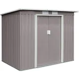 HATTORO P100 Metall Gerätehaus 213×130×173cm Geräteschuppen Schuppen Gartenhaus Outdoor (Hellgrau)