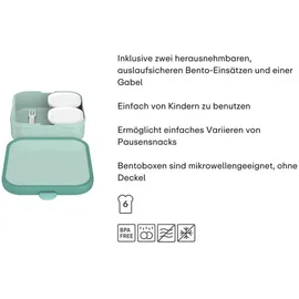 Mepal Campus Brotdose mit Bento-Einsatz und Gabel 1,3 l Cool Blue