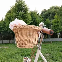 LAFENGYAN Fahrradkorb Vorne Hollandrad, Abnehmbar Hundekorb Fahrrad Vorne Kinder,Festmontage Fahrradkorb Hund Vorne, Mit Clip On Halter Lenkerkorb Schultaschenkorb. (Hartholzen,L)