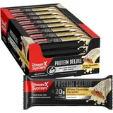 Power-System Proteinriegel Deluxe, 15 Riegel, White Choc Caramel,je 55g,pro Riegel 19,9g Protein