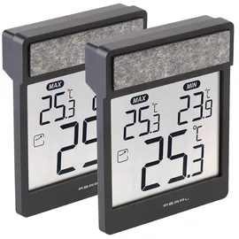 Pearl 2er-Set digitale Fensterthermometer zeigt Außen-,Höchst- & Tiefstwerte