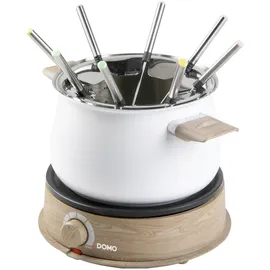 DOMO DO736F Fondue 1500W Kontrollleuchte, 8 Fonduegabeln Holz, Weiß