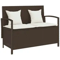 VidaXL Gartenbank mit Stauraum und Kissen Braun Poly Rattan