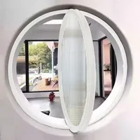 TWHZSAI Drehbares rundes Fenster aus Aluminiumlegierung, Bullauge-Fenster aus gehärtetem Glas zur Wandtion mit Griff, Flügelfenster zur Wohntion in der Küche, Weiß 1,40 cm