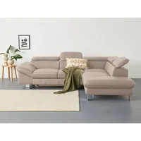 Ecksofa COTTA "Driver L-Form", beige (natural), B:268cm H:73cm T:214cm, Kunstleder SOFTLUX, LEDER BEEFY (ein abgedecktes Spalt-Rindsleder) im Sitz und Rücken (Korpus in Kunstleder), Luxus-Kunstleder, NaturLEDER (echtes Rindsleder) im Sitz und Rücken (Rückseite mit Spannstoff bezogen), Sofas, mit Kopfteilverstellung, wahlweise mit Bettfunktion, Topseller