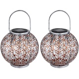 GLOBO Solar Lampe Outdoor Solarleuchte orientalisch LED Solar Laterne Außen, Lichteffekt Lebensblume, 1x LED warmweiß, DxH 20x29 cm, 2er Set