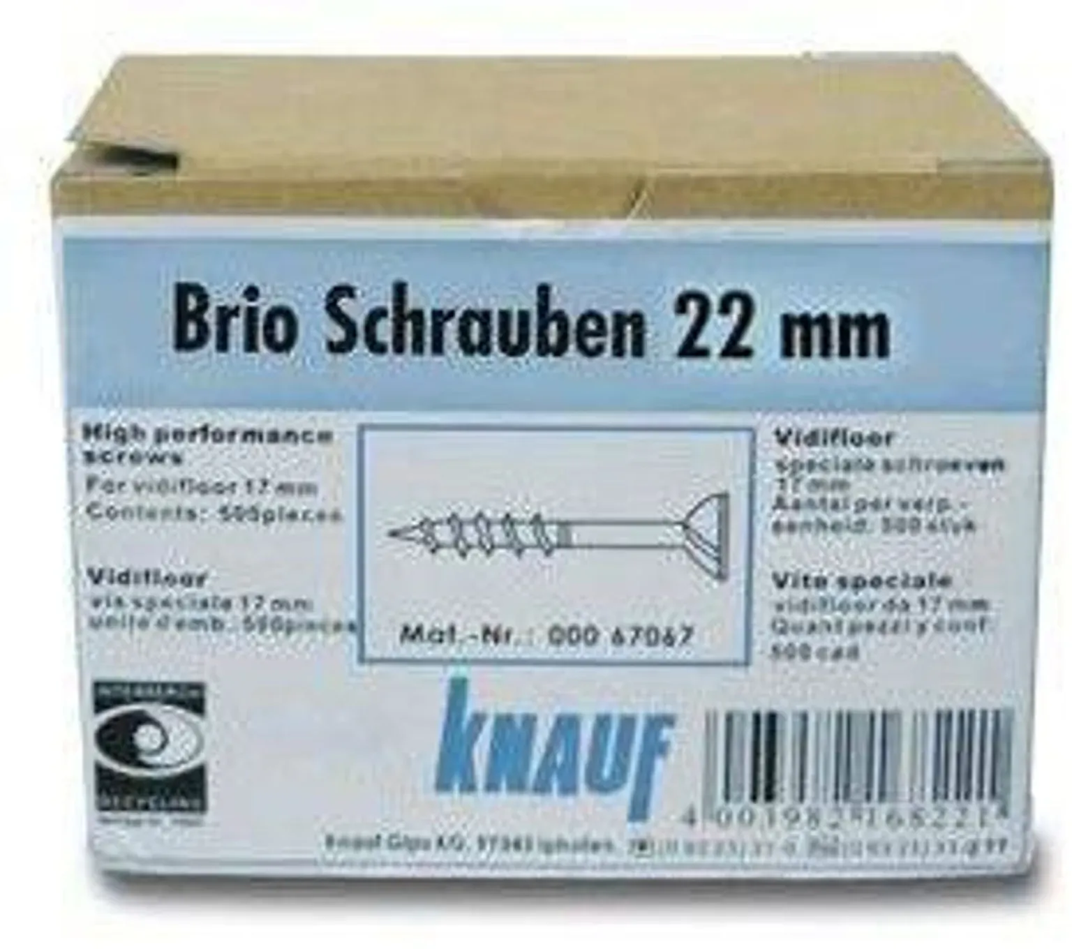 Knauf Brio Schrauben 22 mm für Trockenestrich 23 mm, 500 Stück