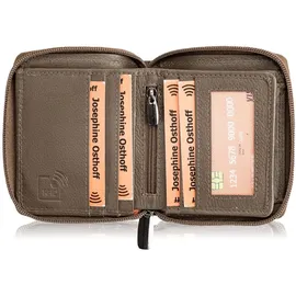 Josephine Osthoff Handtaschen-Manufaktur Josephine Osthoff Geldbörse Damen Leder Gross Portemonnaie mit Reißverschluss KleinGeldbörse Herren Kreditkartenetui Geldbeutel mit Wiener Schac... - Taupe