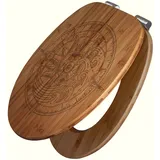 Banjado WC Sitz Bambus Holz Mit Gravur Toilettendeckel Mit Absenkautomatik Klodeckel WC-Sitz Soft Close Mit Motiv Kompass