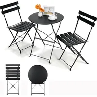 TLGREEN Balkonset, Bistro-Set 3 teilig,Balkonmöbel Klappbar für Terrasse,Garten schwarz