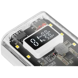Mars Gaming MPK-10K, Kompakte PowerBank mit mehreren Ladebildschirmen, 10.000 mAh, 22,5 W, Weiß