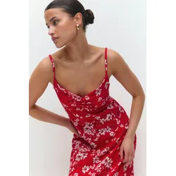 Gina Tricot - Textured midi dess - blumenkleider - Rot - M - Dame - Rot - M