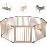BABY VIVO Laufgitter aus Holz 8 Elemente - individuell verstellbar - PREMIUM in Grau