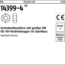 Peiner Umformtechnik Sechskantmutter EN 14399 M 22 x 2,5 Stahl blank