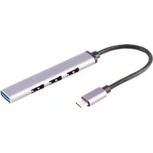 ShiverPeaks ®-BASIC-S--USB-C Hub, 3.0, 4-fach USB-A, ALU, slim, 0,12m BS13-50002
