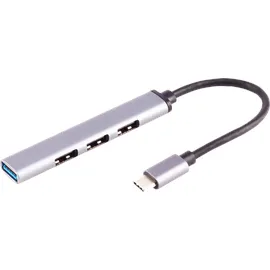 ShiverPeaks ®-BASIC-S--USB-C Hub, 3.0, 4-fach USB-A, ALU, slim, 0,12m BS13-50002