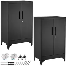 Tectake tectake® Aktenschrank, 60 x 40 x 100 cm, 2 verstellbare Zwischenböden, pulverbeschichteter Stahl, Kippschutz, höhenverstellbare Füße