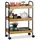 Relaxdays Bambus Rollwagen, 3 Ablagen, natürliche Optik, 360° drehbare Rollen, Stahl, HxBxT: 70x50x28cm, Natur/schwarz